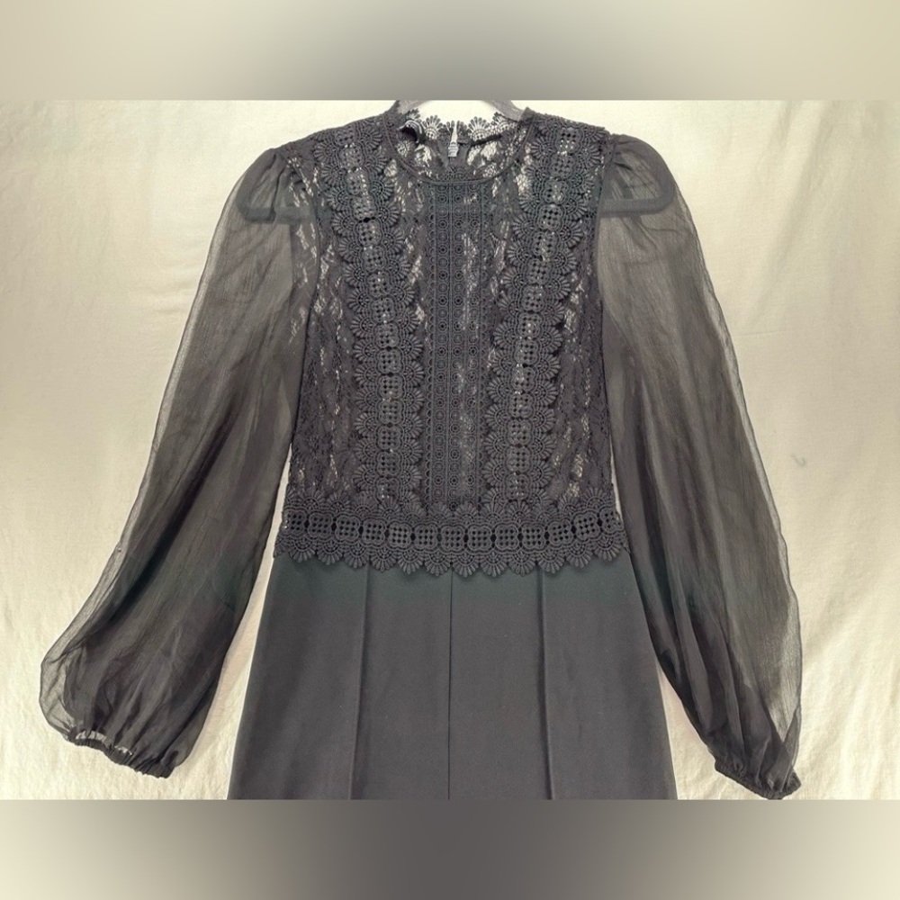 bebe Black Sheer Lace Jumpsuit - Picture 3 of 10